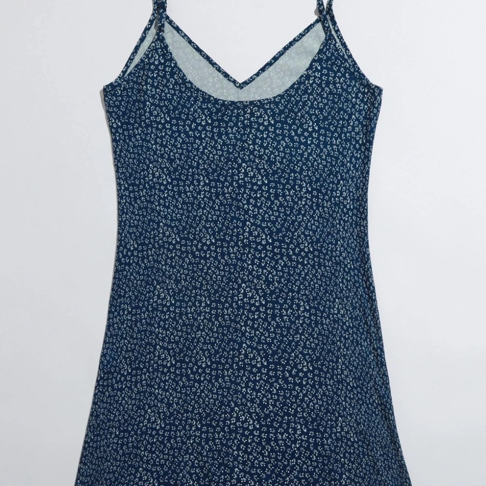 Shein Navy‎ Blue Ditsy Floral Print Cami Dress - Size Small - Picture 3 of 8